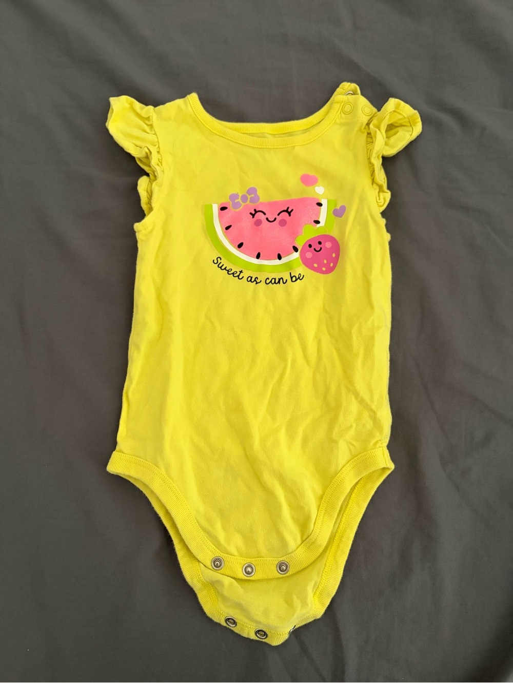 Garanimals Yellow Girls' Watermelon & Strawberry Graphic One-Piece Bodysuit